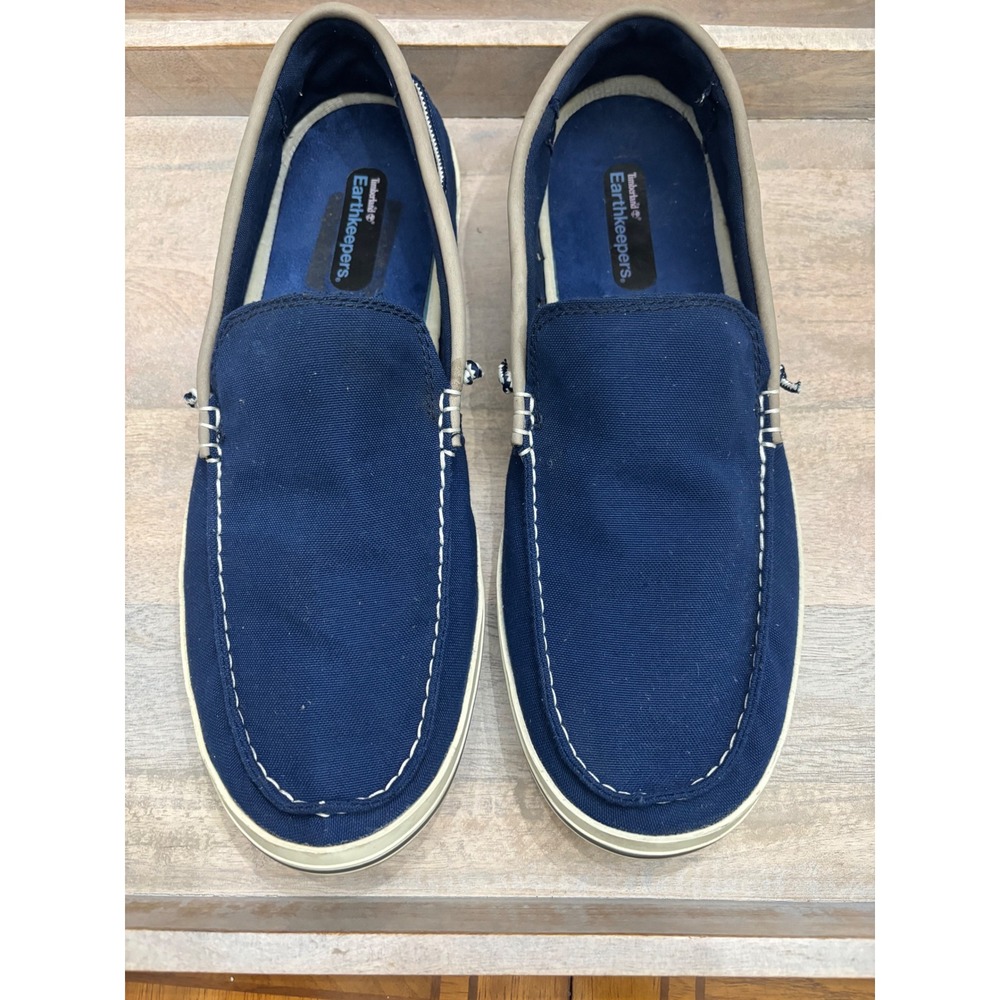 Timberland Earthkeepers Mens Navy Blue Canvas Slip On Loafers 4065R Size 11.5